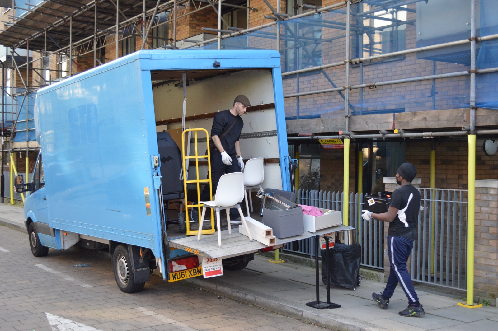 Removal vehicle being loaded during a London move