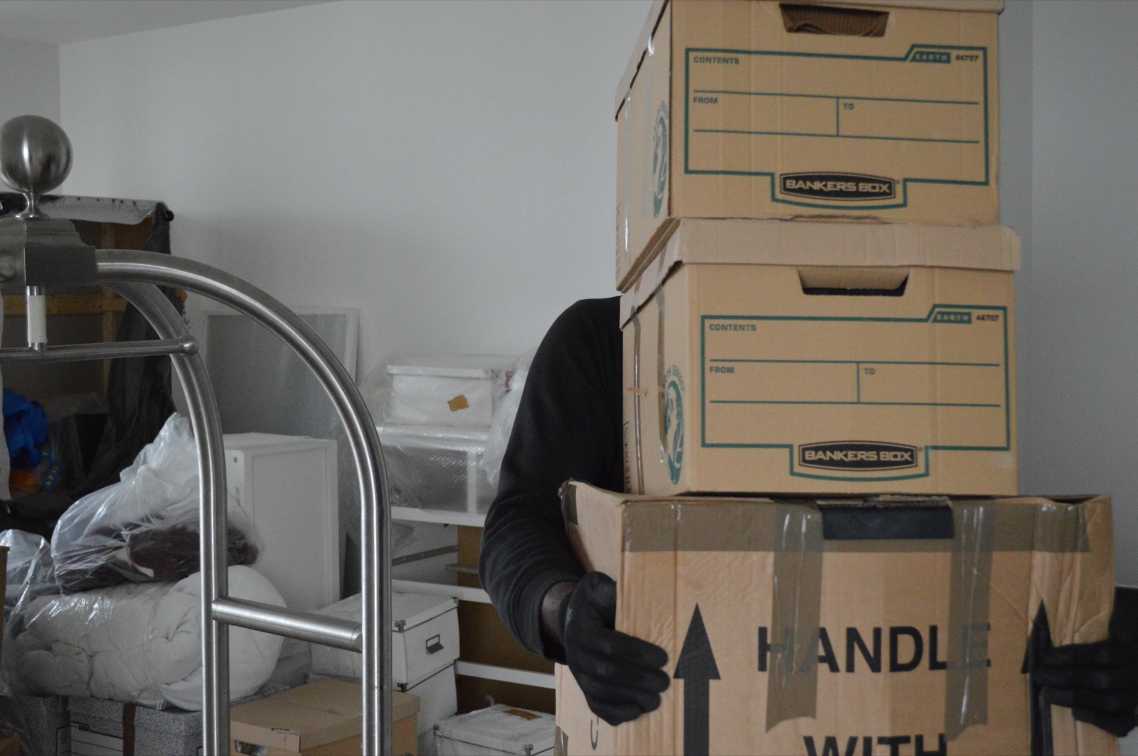 Packed moving boxes ready for a clear booking record