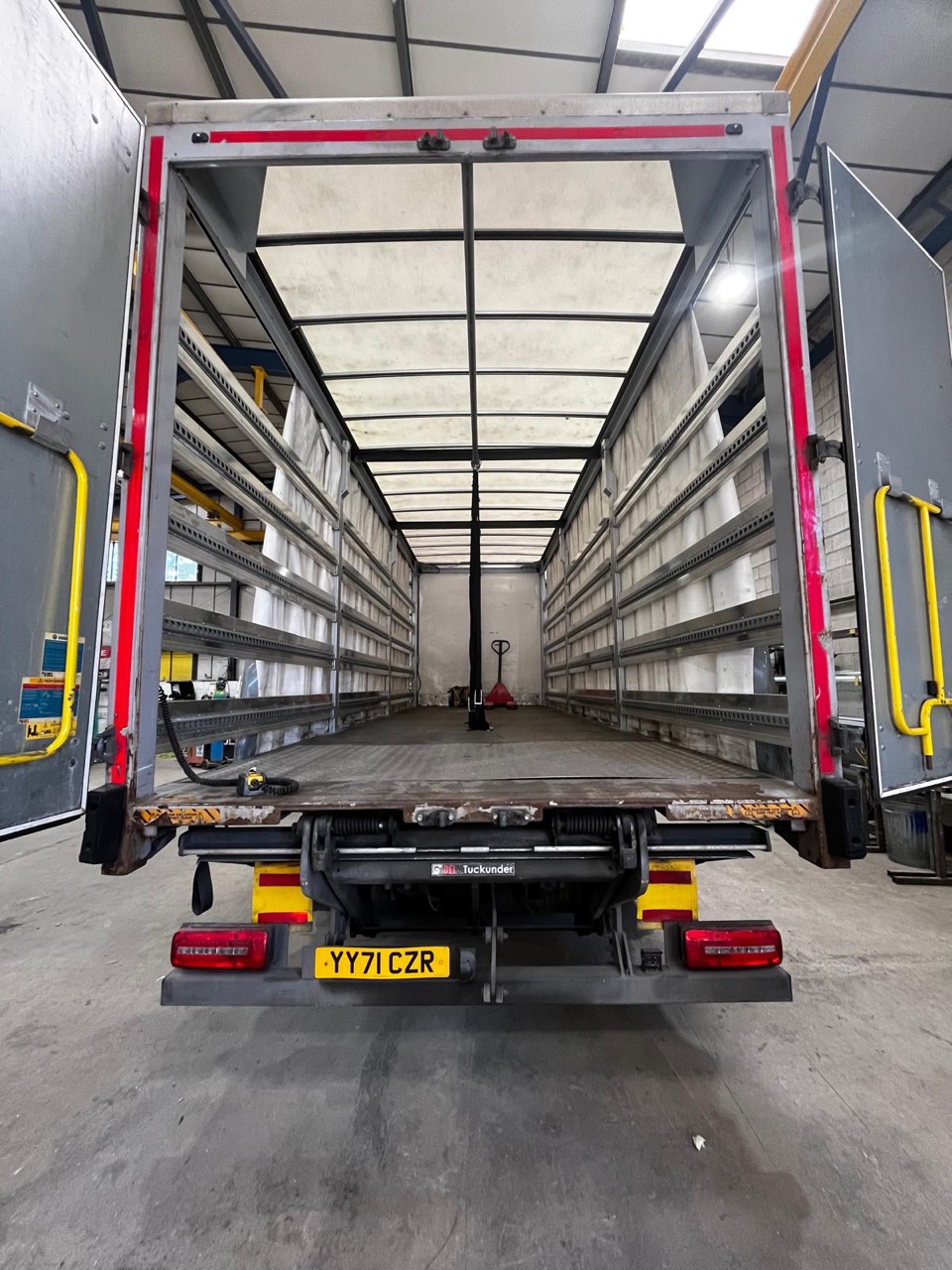 View into the 18-tonne lorry's empty loading space